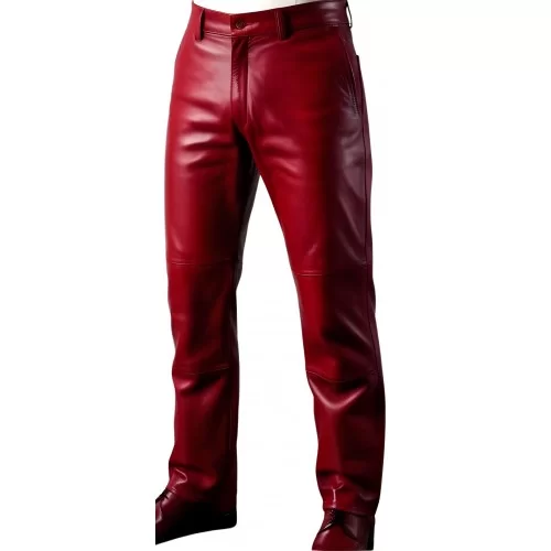 Pantalon cuir homme agneau rouge modèle Natiffe