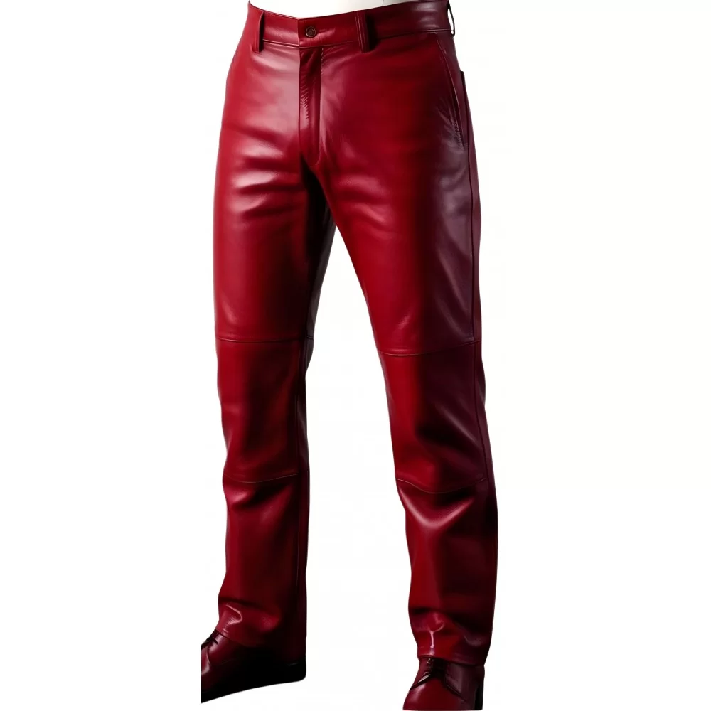 Pantalon cuir homme agneau rouge modèle Natiffe