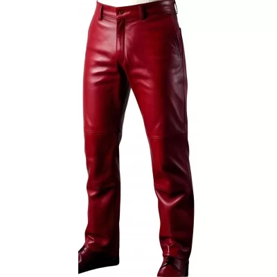 Pantalon cuir homme agneau rouge modèle Natiffe