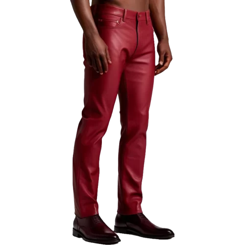 Pantalon cuir stretch jeans agneau rouge modèle Timily