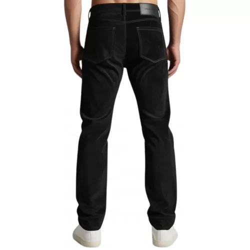 Pantalon jeans cuir deux agneaux noir cuir et peau velours modèle Rossy