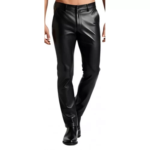 Pantalon cuir noir poches revolver homme modèle Gillot