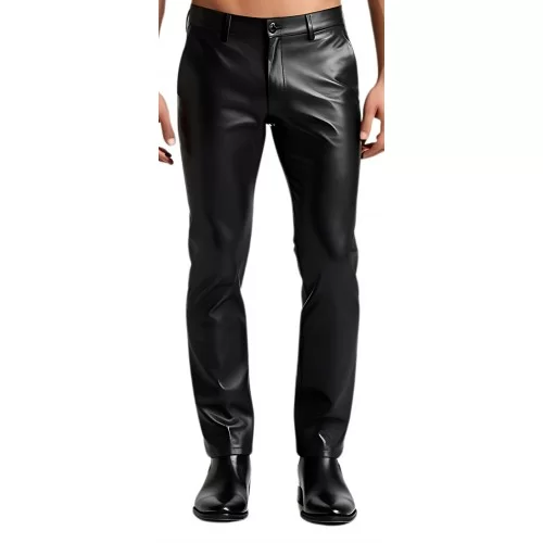 Pantalon cuir noir poches revolver homme modèle Gillot