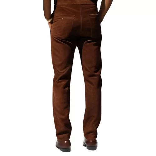 Pantalon poches revolver agneau velours marron modèle Carlos