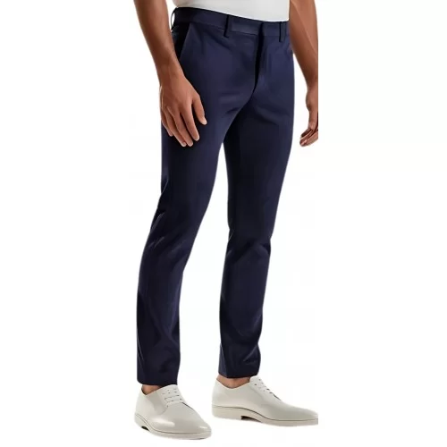 Pantalon poches revolver agneau velours bleu modèle Emerik