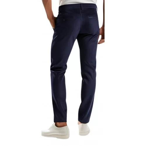 Pantalon poches revolver agneau velours bleu modèle Emerik