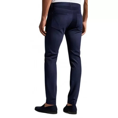 Pantalon poches revolver agneau velours bleu modèle Emerik