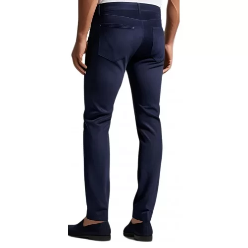 Pantalon coupe jeans cuir stretch agneau velours bleu modèle Esperanza