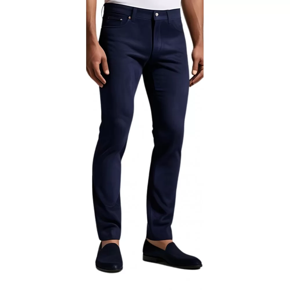 Pantalon coupe jeans cuir stretch agneau velours bleu modèle Esperanza