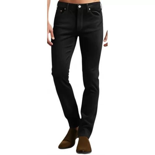 Pantalon type jeans agneau velours noir avec poches arrière noir en cuir modèle Liziane