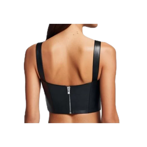 Bustier en agneau noir fermeture par zip modèle Bridgette