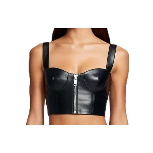 Bustier en agneau noir fermeture par zip modèle Bridgette