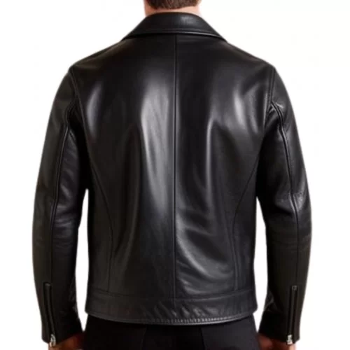 Blouson cuir homme classique en agneau noir modèle Dariome