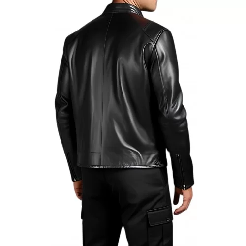 Blouson cuir homme classique en agneau noir modèle Garodi