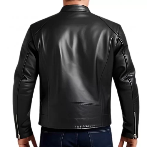 Blouson homme en cuir d'agneau noir modèle Hirisse