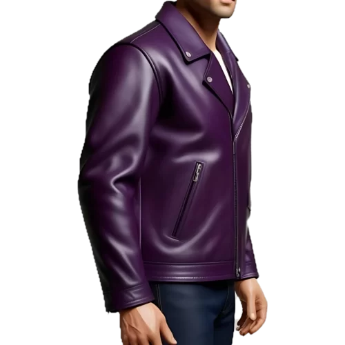 Blouson cuir homme style perfecto agneau violet modèle Falone