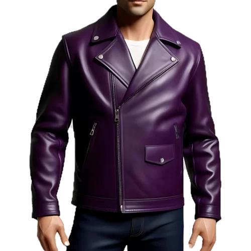 Blouson cuir homme style perfecto agneau violet modèle Falone