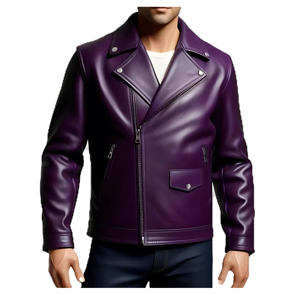 Blouson cuir homme style perfecto agneau violet modèle Falone