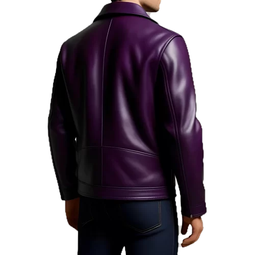 Blouson cuir homme style perfecto agneau violet modèle Falone