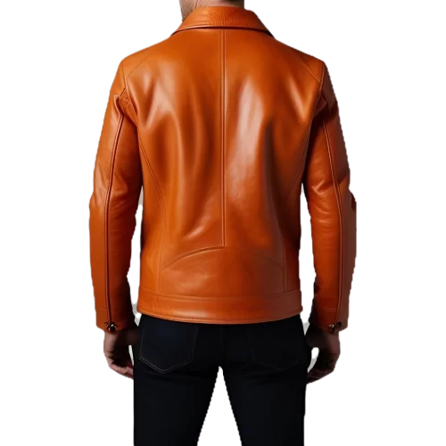 Blouson cuir homme en agneau orange modèle Irice