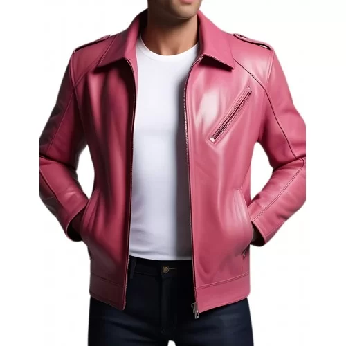 Blouson cuir homme en agneau rose modèle Dirace