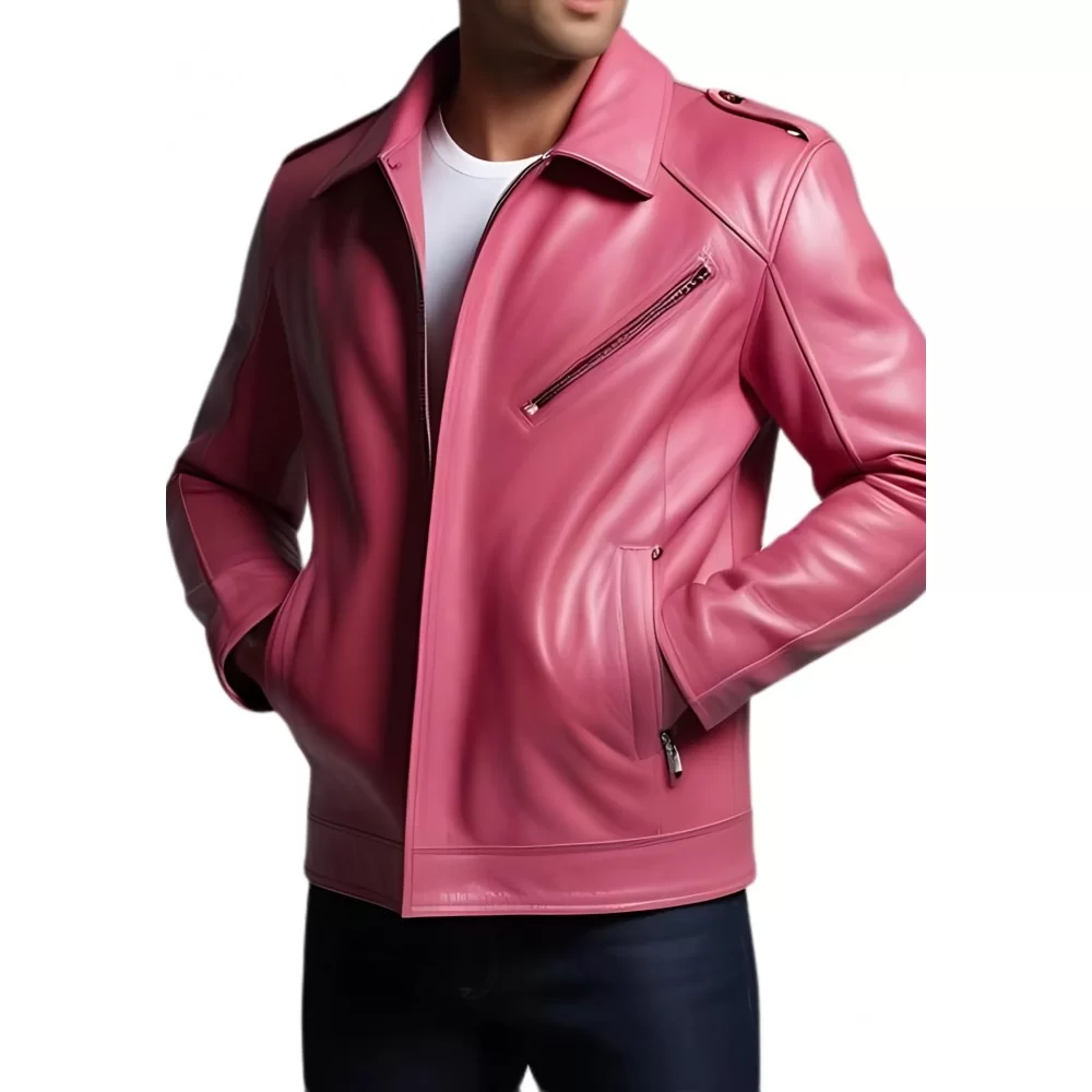 Blouson cuir homme en agneau rose modèle Dirace