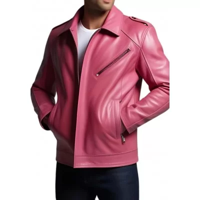 Blouson cuir homme en agneau rose modèle Dirace