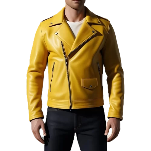 Perfecto cuir homme en agneau jaune modèle Croala