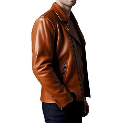 Blouson Perfecto cuir homme en agneau marron modèle Solerce