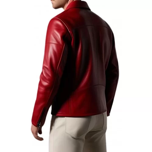 Blouson cuir homme en agneau rouge modèle Imace