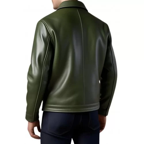 Blouson cuir homme style aviateur en agneau vert modèle Oracion