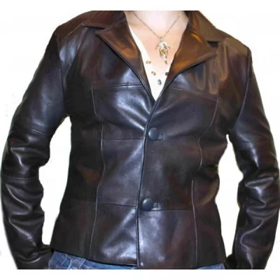 Veste cuir femme en agneau plongé noir modèle Analisa