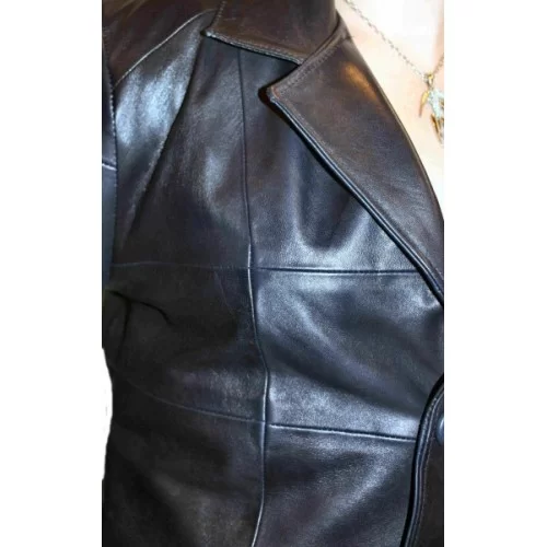 Veste cuir femme en agneau plongé noir modèle Analisa