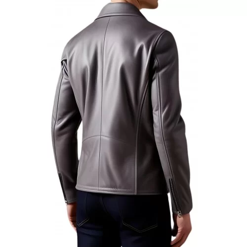 Blouson Perfecto cuir homme en agneau gris modèle Garrel