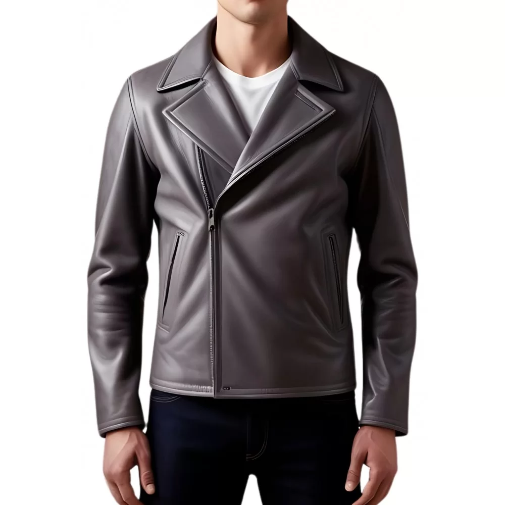 Blouson Perfecto cuir homme en agneau gris modèle Garrel