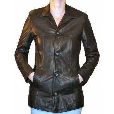 Veste en cuir de vachette noir modèle Aline