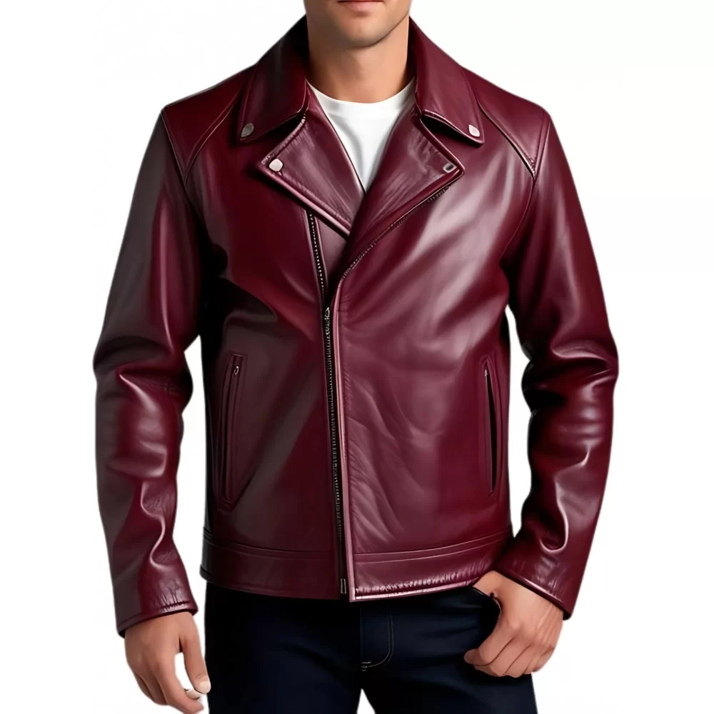 Perfecto cuir homme en agneau bordeaux modèle Jarome