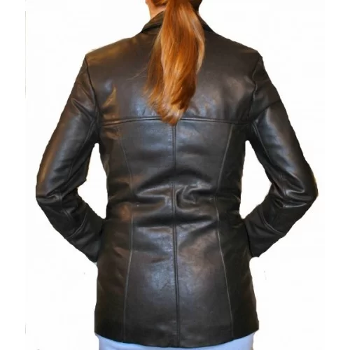 Veste en cuir de vachette noir modèle Aline