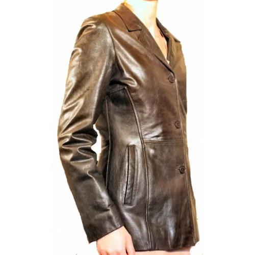 Veste cuir femme agneau noir modèle Anita