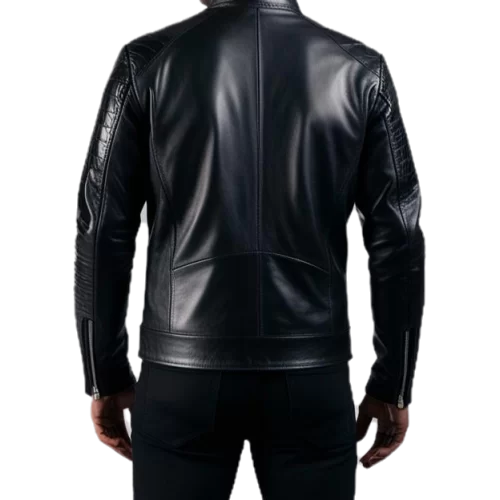 Blouson perfecto agneau plongé noir et côté manches en peau de crocodile véritable modèle Falone