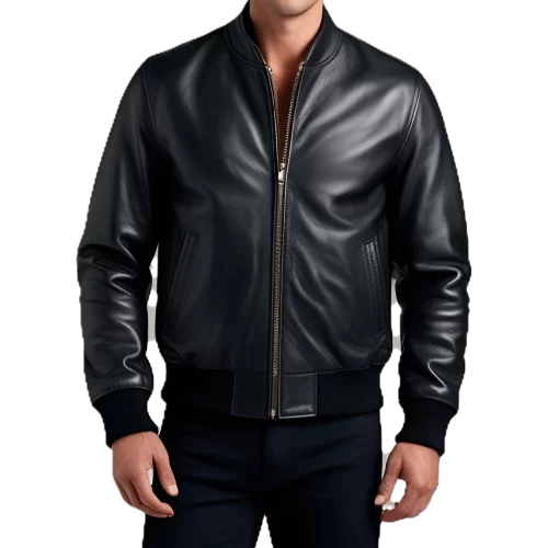 Blouson cuir homme teedy en agneau noir modèle Baron