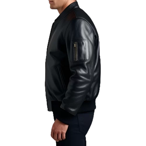 Blouson cuir homme teedy en agneau noir modèle Baron