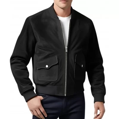 Blouson cuir homme en agneau velours noir modèle Irisa