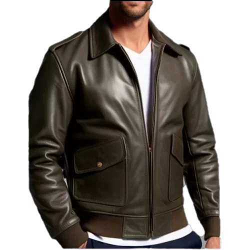 Blouson aviateur cuir mouton style coupe vintage homme cuir marron modèle Guerrard