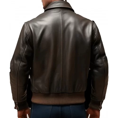 Blouson aviateur style fly américain vintage coupe ajustée homme cuir marron modèle Modira