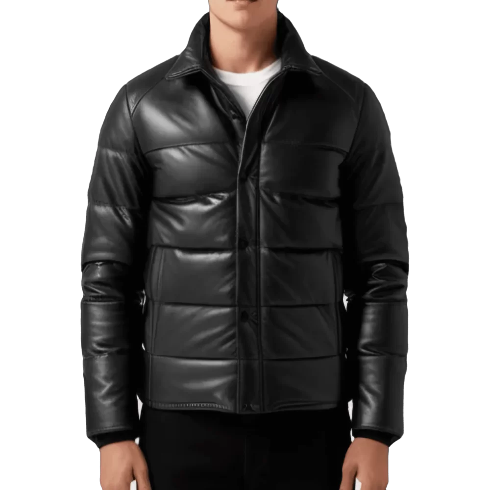 Blouson doudoune homme cuir agneau modèle Tarik