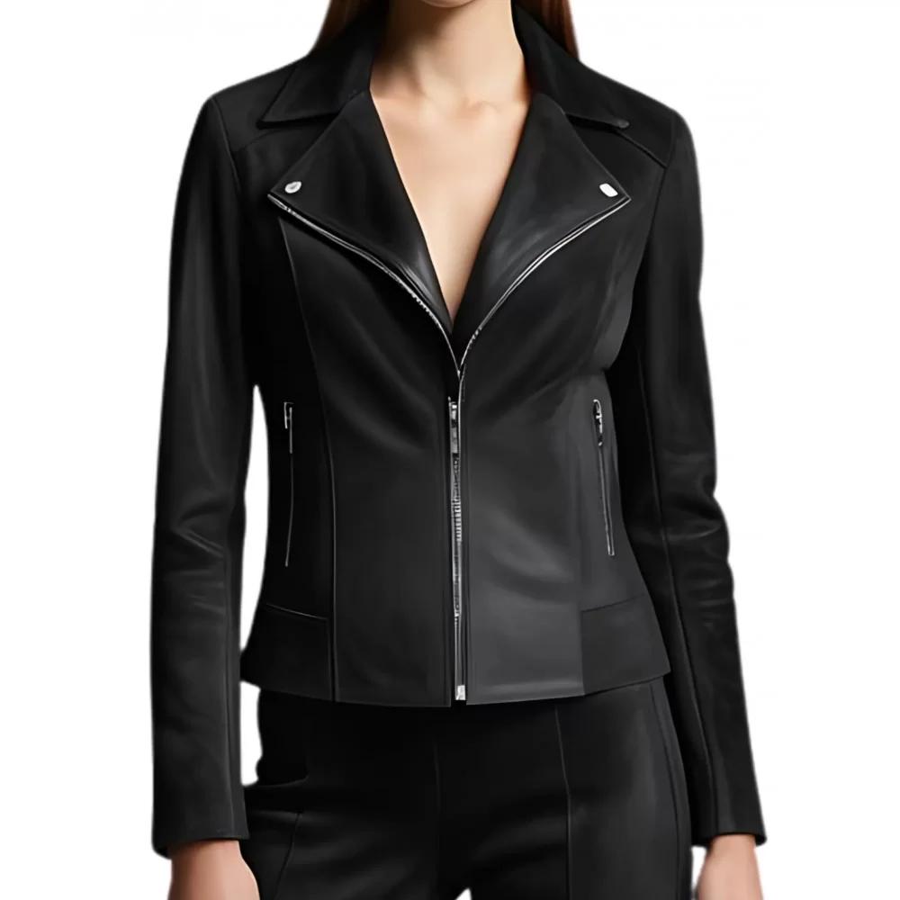 Blouson femme style perfecto agneau velours daim noir modèle Sirlana