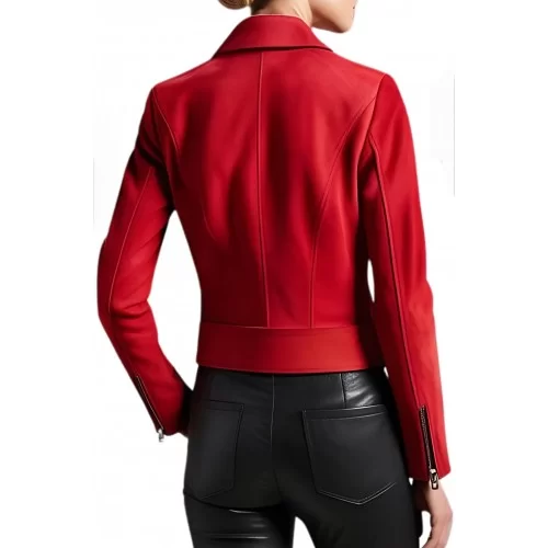 Blouson perfecto agneau velours daim rouge modèle Esperide