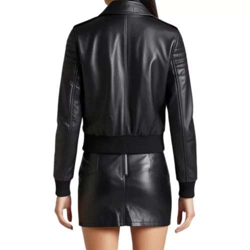 Blouson teedy cuir femme agneau noir modèle Yvone