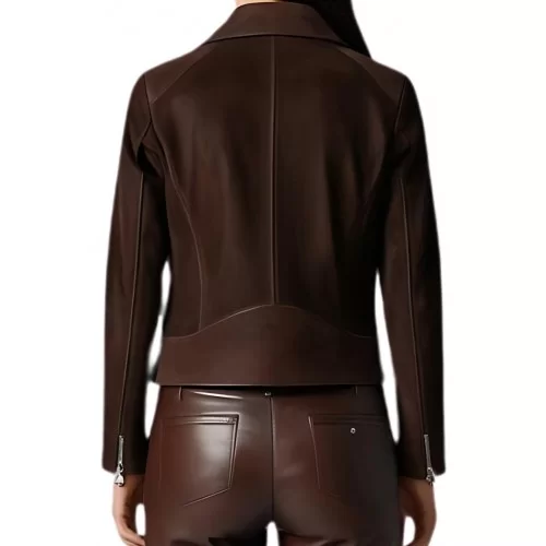 Perfecto cuir femme agneau velours daim marron modèle Marie